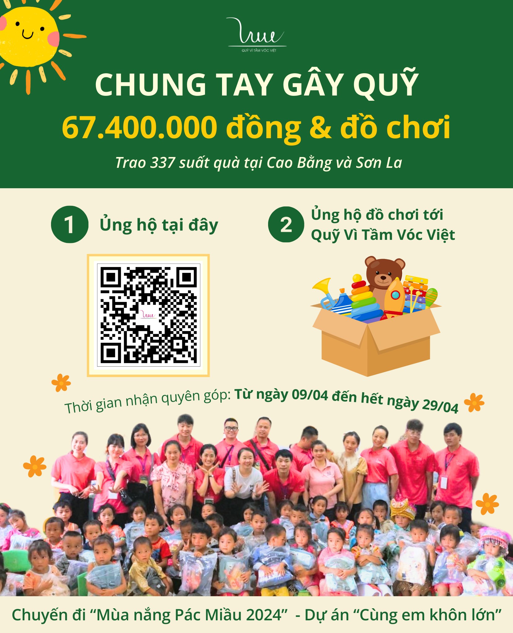 Gây quỹ hơn 67 triệu đồng mua quà tặng cho học sinh mầm non tại Cao Bằng và Sơn La - Khởi động chuyến đi “Mùa nắng Pác Miầu 2024”